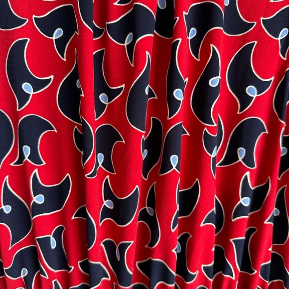 NWT LEOTA Red and Navy High Neck Ladies Career Party Dress, M - Picture 7 of 8